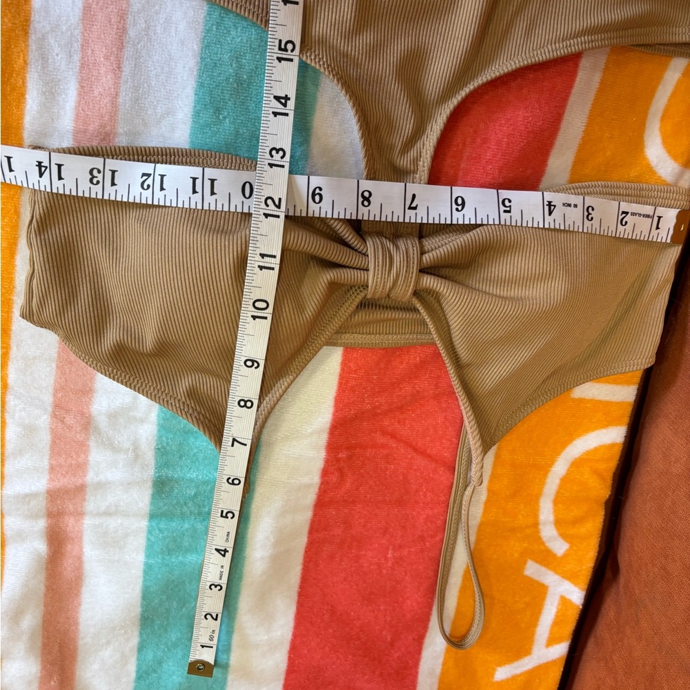 Light Brown One Piece Swimsuit With Cut Outs - Picture 13 of 16